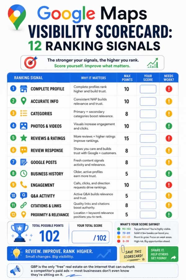 Google Maps Visibility Scorecard: 12 Signals to Boost Visibility google maps visibility scorecard