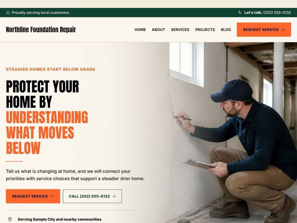 Foundation Repair Contractor Website Design Northline Foundation Repair homepage design preview