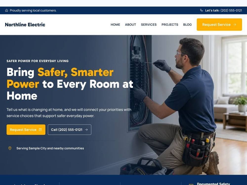 Electrical Contractor Website Design Northline Electric homepage design preview