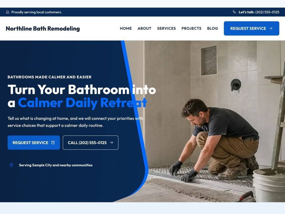 Bathroom Remodeling Contractor Website Design Northline Bath Remodeling homepage design preview