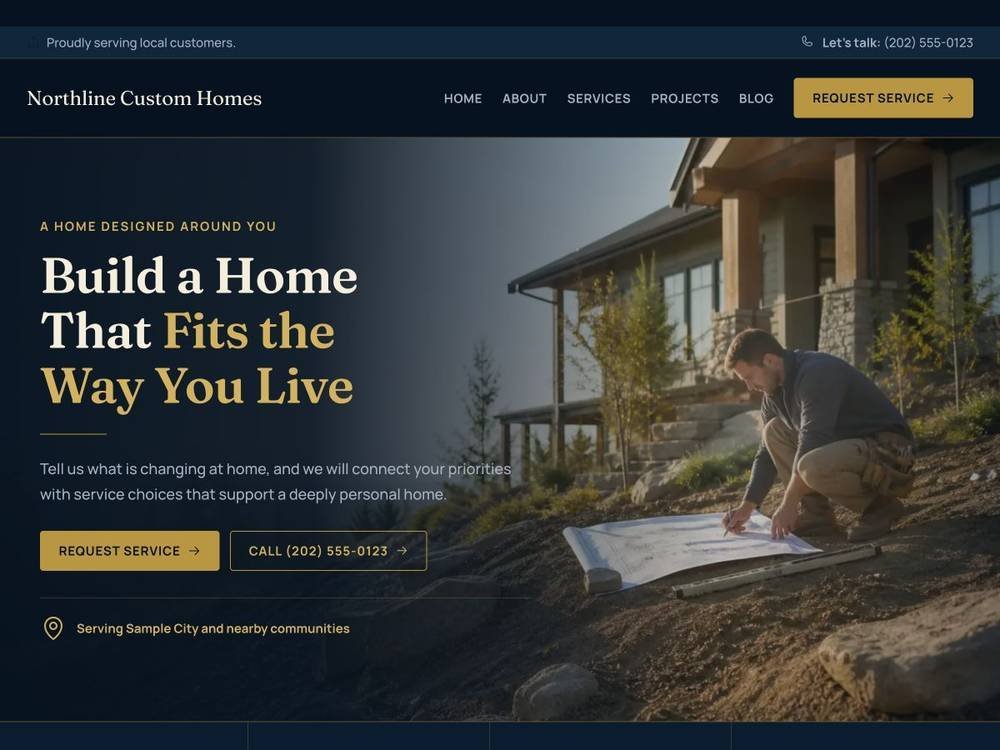 Custom Home Builder Website Design Northline Custom Homes homepage design preview