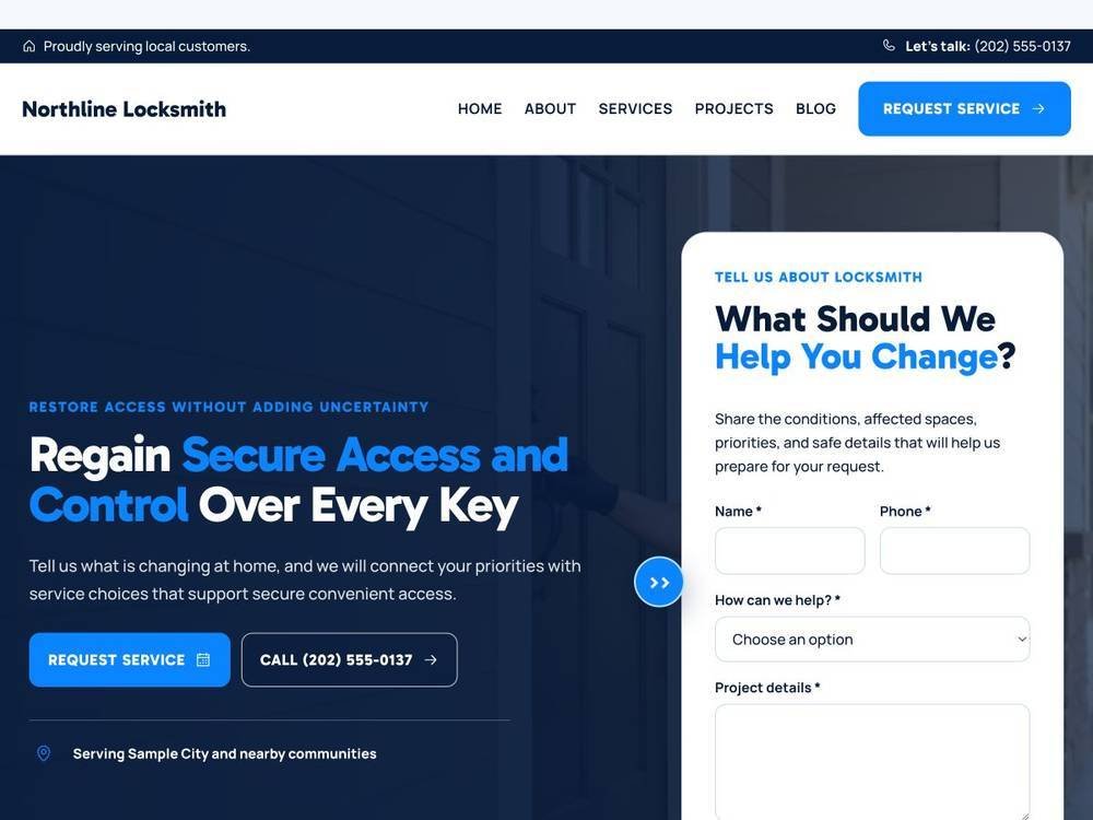 Locksmith Website Design Northline Locksmith homepage design preview