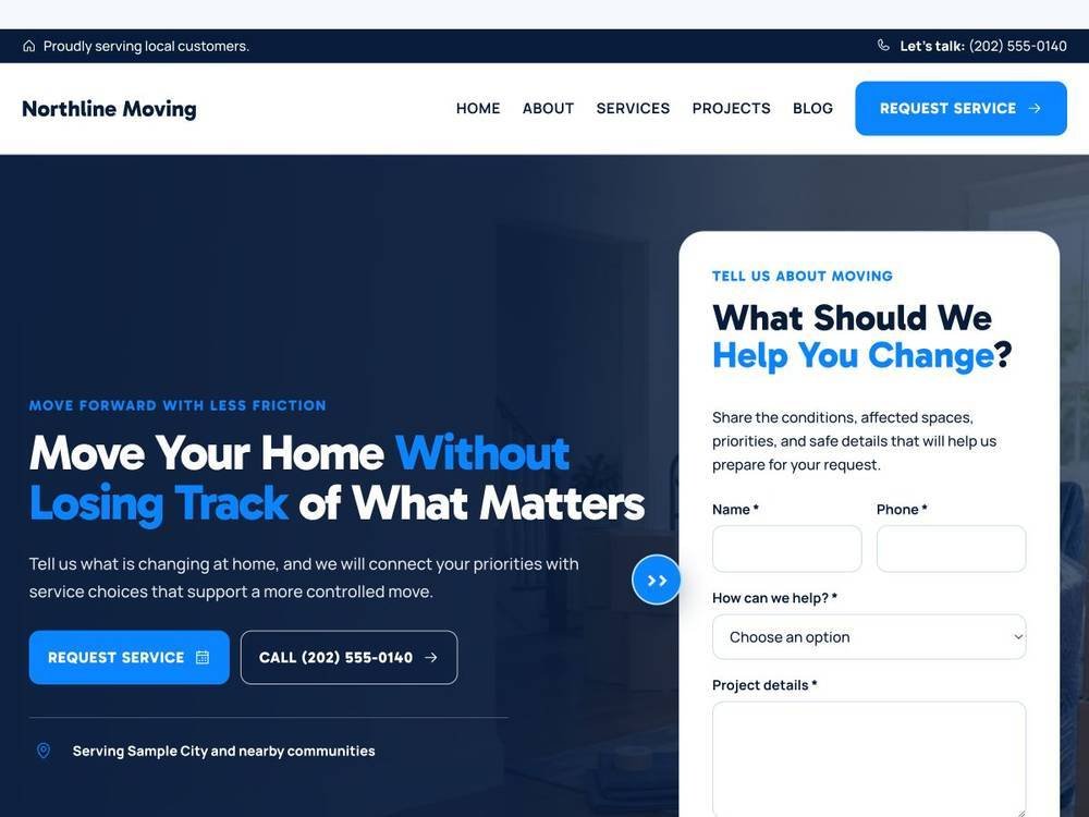 Moving Company Website Design Northline Moving homepage design preview